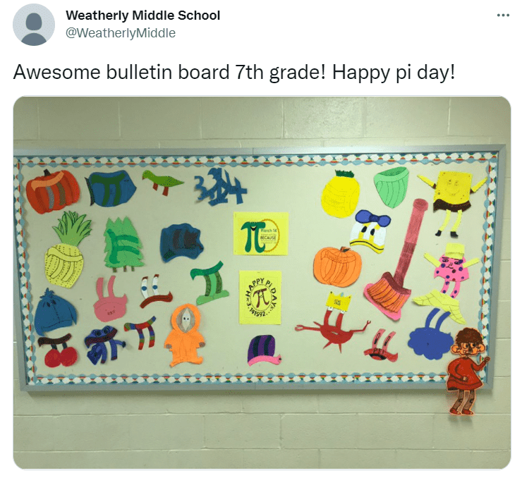 Pi Day bulletin board idea for classroom