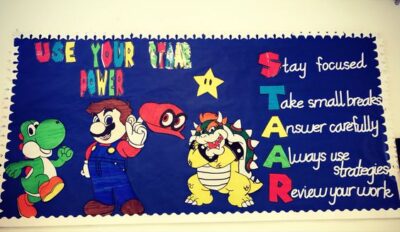 Use your staar power Mario Yoshi and Bowser Nintendo back to school bulletin board rules