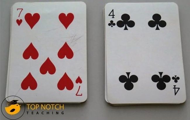 Two playing cards shown face up (Math Card Games)
