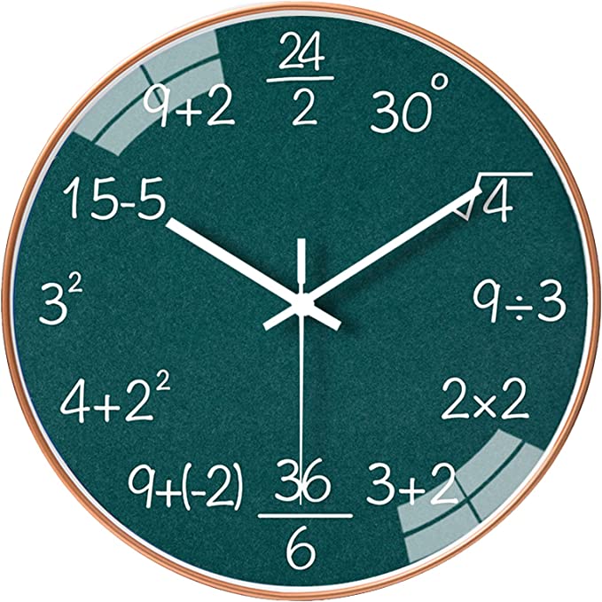 Middle School Decorating Ideas Clock with simple equations instead of hour and minute numbers for students to practice math
