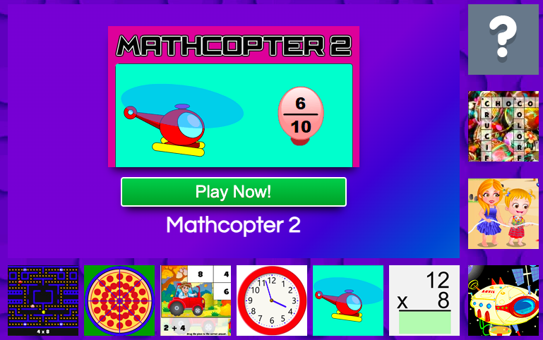 Main screen image of online fraction game Mathcopter