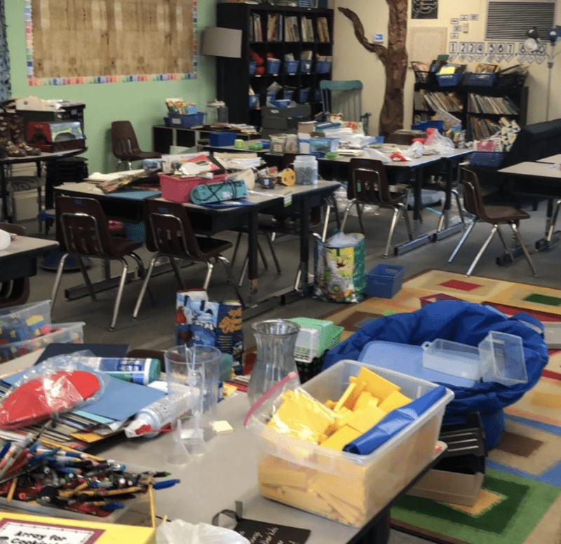 Messy classroom before photo