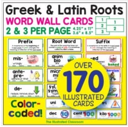"greek and latin roots word wall cards" by The Illustrated Classroom