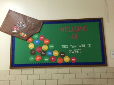 Welcome this year will be sweet m&m bulletin board for back to school/August