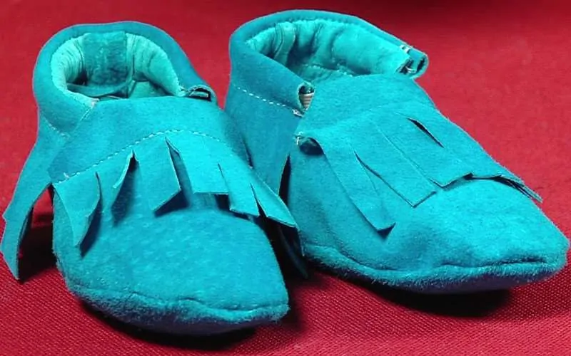 blue moccasins for an activity to celebrate native american heritage month 