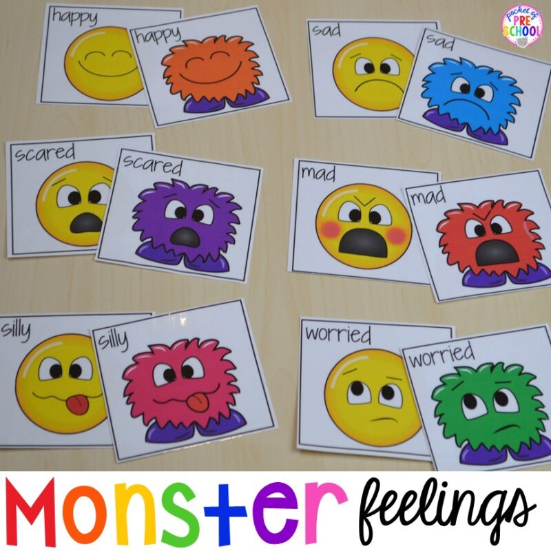 monster feelings matching cards used for zones of regulation activities
