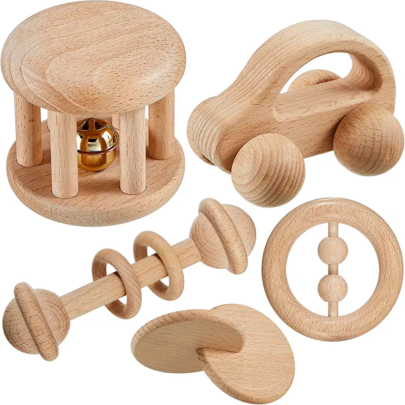 Wooden baby toys as example of Montessori toys