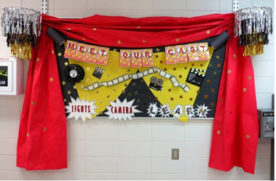 Lights camera learn meet our cast movie themed back to school bulletin board