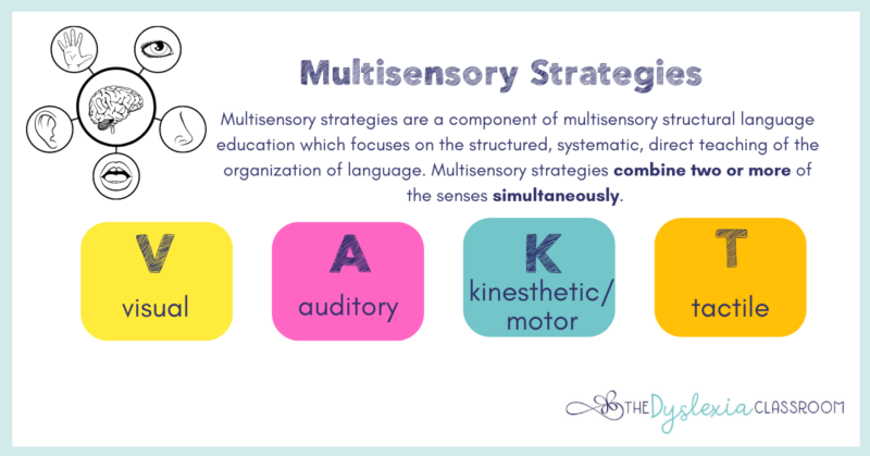 list of multisensory strategies that teachers can use visual, tactile, kinesthetic, auditory