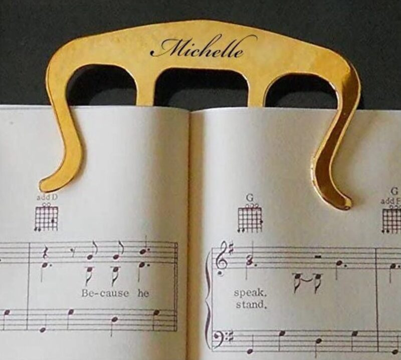 Personalized music page holder as a music teacher gift
