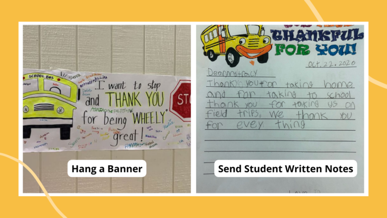 two ideas for school bus driver appreciation banner and thank you note