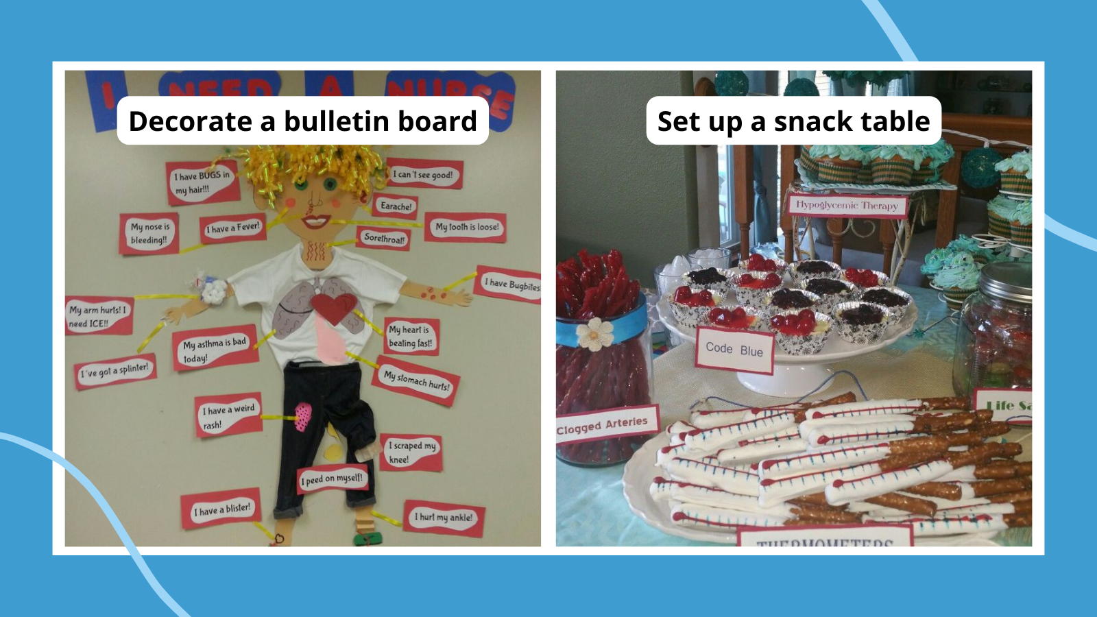 national school nurse day ideas bulletin board decortting and snack table