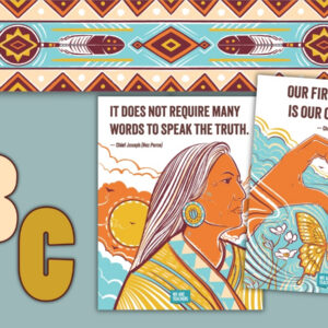 Native American Heritage Month bulletin board kit with quote posters and letter pieces