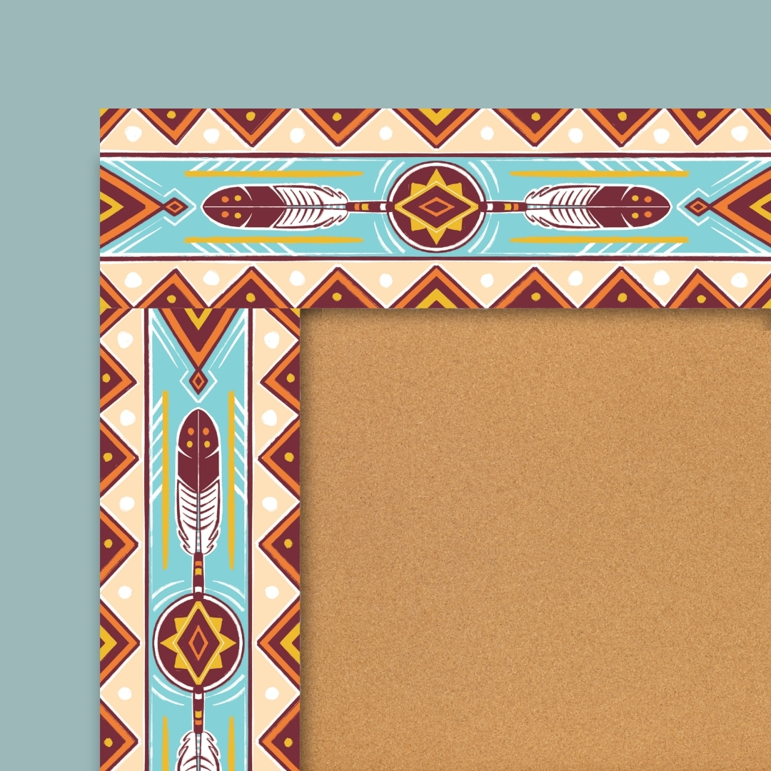 Native American Heritage Month bulletin board border with feather and geometric patterns