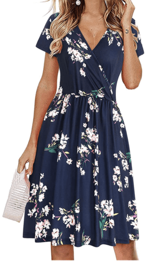 Navy floral pocket dress