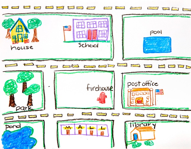 Hand-drawn neighborhood map-by kids.