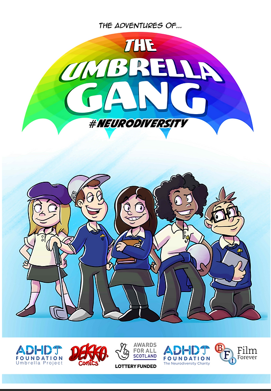 cover of the umbrella gang comic book about neurodiversity 