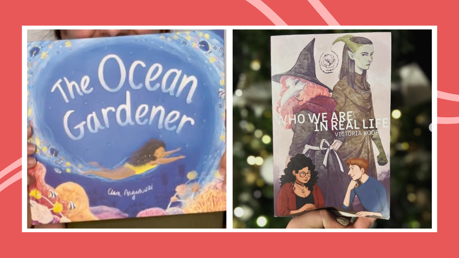 Collage of new books for February 2024, including The Ocean Gardener and Who We Are in Real Life