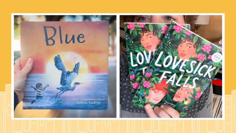 Collage of new books for June 2025, including Blue and Lovesick Falls