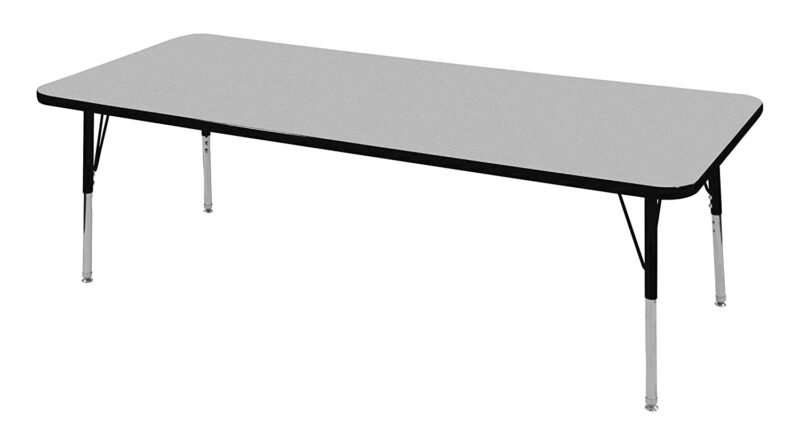 Example of best classroom tables: Norwood Rectangular Classroom Table with gray top and black legs.