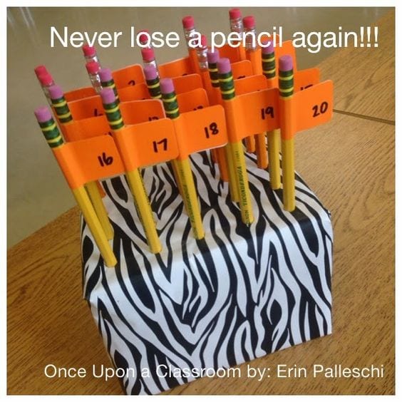 Numbered pencils for organization in the classroom.