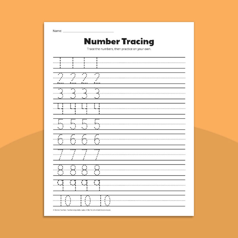 Number tracing review worksheet