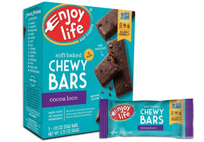Box and bar of Enjoy Life Chewy Bars in Coco Loco flavor