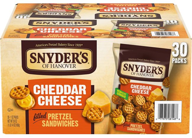 Snyder's of Hanover Cheddar Cheese Pretzel Sandwiches nut-free snacks