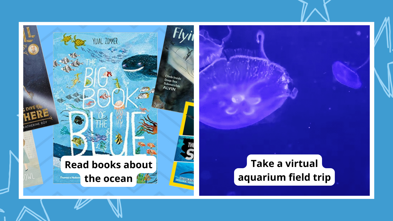 Collage of ocean activities and crafts