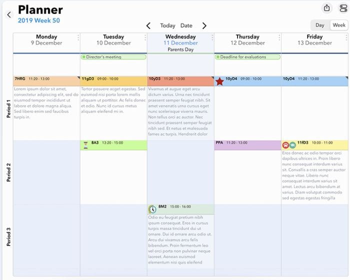Screenshot of iDoceo online planners for teachers