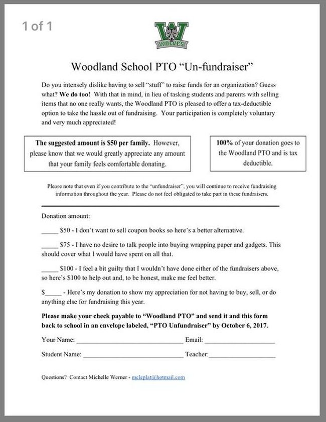 Woodland School Opt-Out Fundraiser Letter