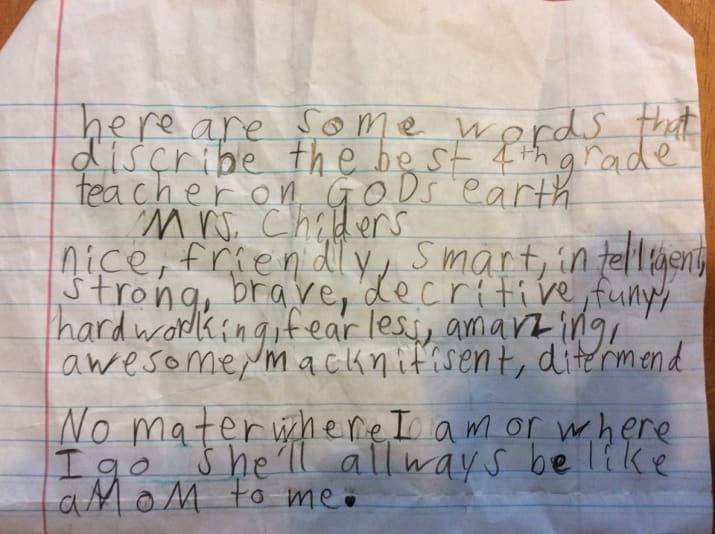 Here are some words that describe the best 4th grade teacher on God’s earth.