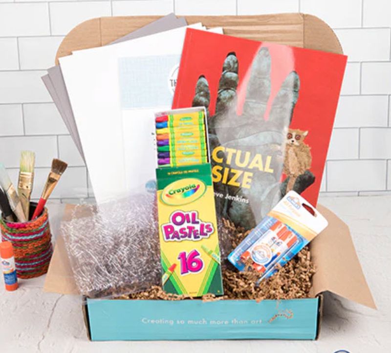 Outside the Box Creation subscription box with art book and supplies