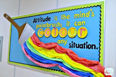 Attitude is the mind's paintbrush it can color any situation. Paintbrush and paint bulletin board