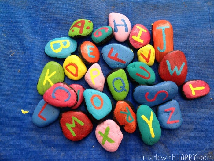 painted ABC rocks back-to-school craft idea