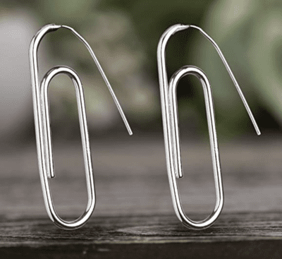 Silver paper clip earrings