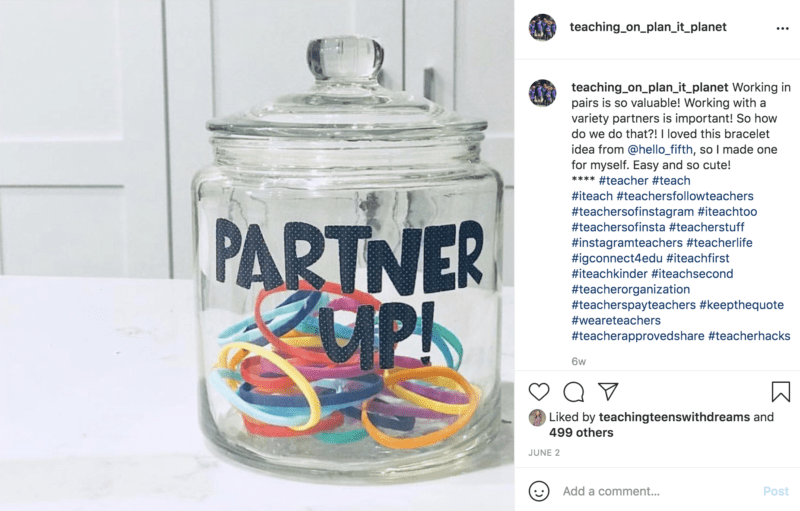 Partner colored bracelets in a jar