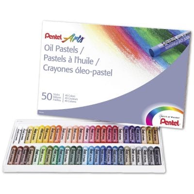 Set of oil pastels in multiple colors