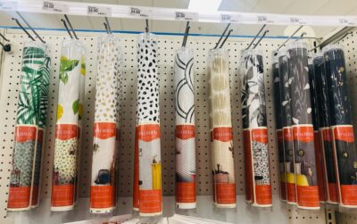 Peel and stick wall paper selection at Target