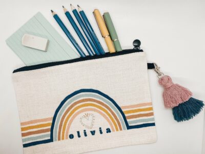 cute pencil pouch with personalized name rainbow pencil case