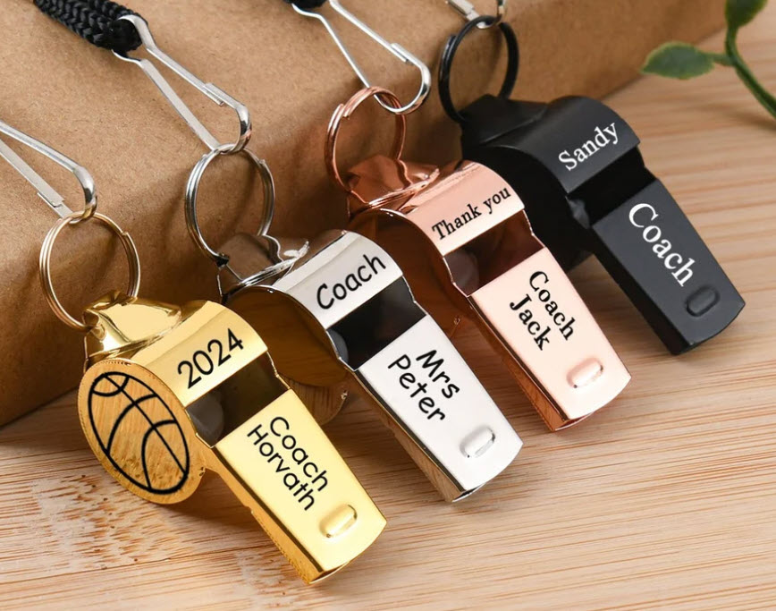 Personalized whistles in four different colors
