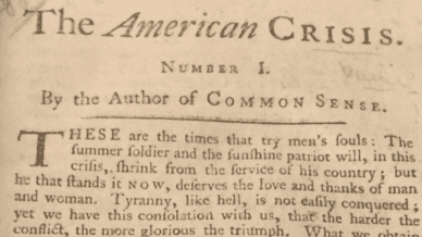 The American Crisis historical article, as an instance of persuasive essay examples