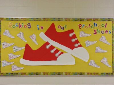 Rocking in our preschool shoes Pete the cat inspired bulletin board idea