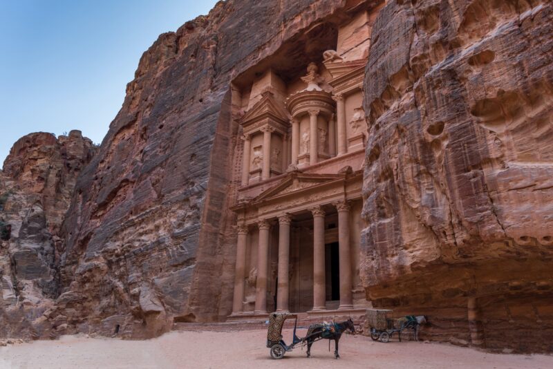 front of petra city in jordan and wonder of the world
