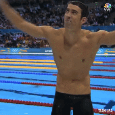 GIF of Michael Phelps waving to crowd