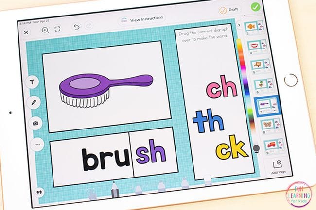 Google slides activity to help kids learn diagraphs like br and sh (Phonics Activities)