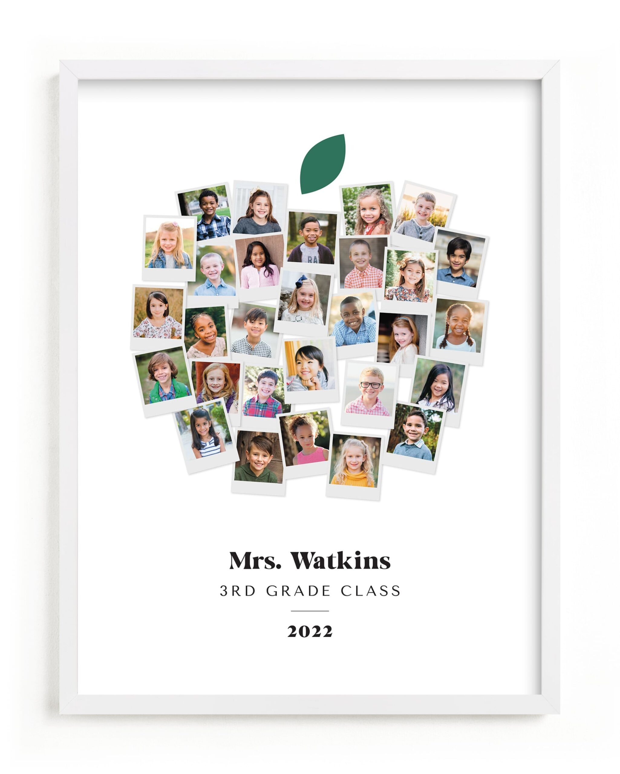 End of year teacher gift showing student photos in the shape of an apple