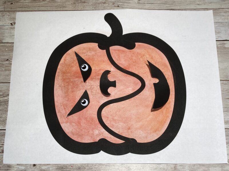 example of a picasso inspired jack-o-lantern for a halloween activity
