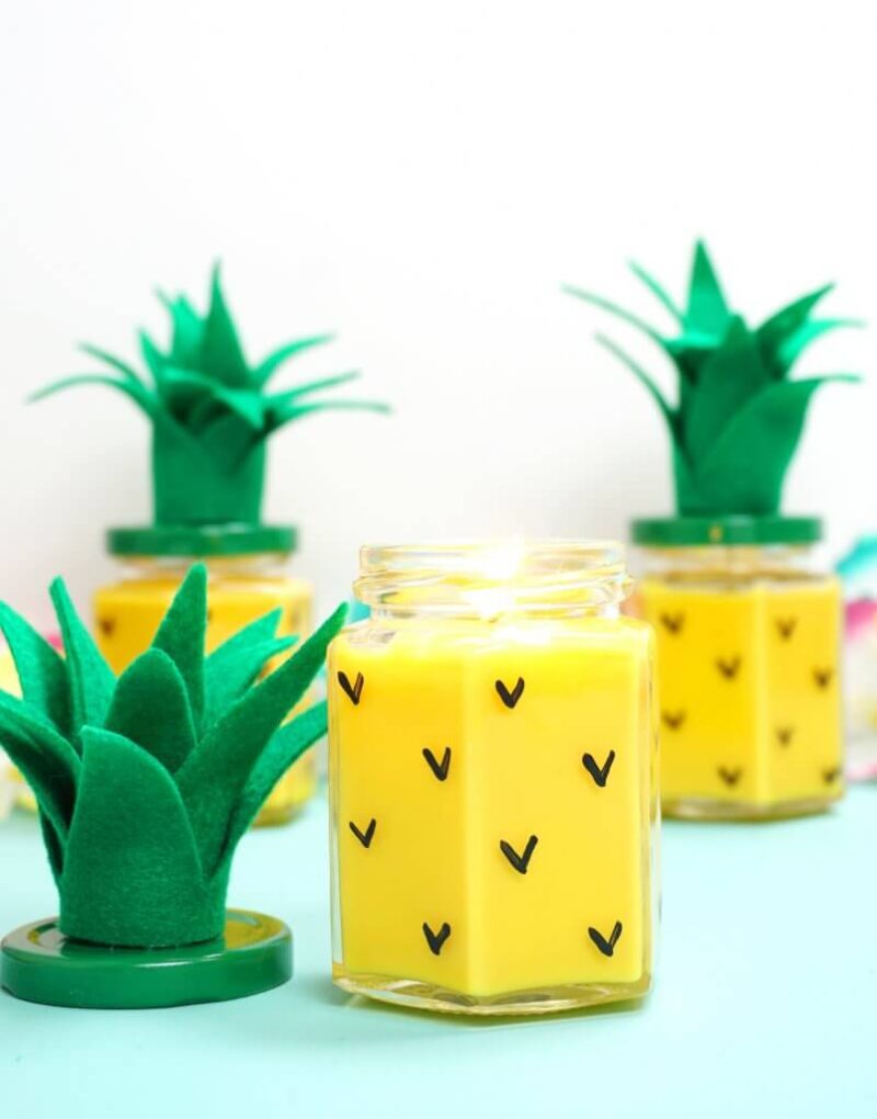 do it yourself pineapple candle for a small teacher gift 