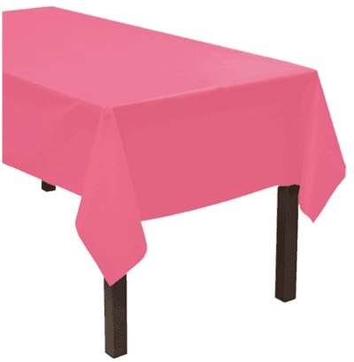 Pink plastic table cover